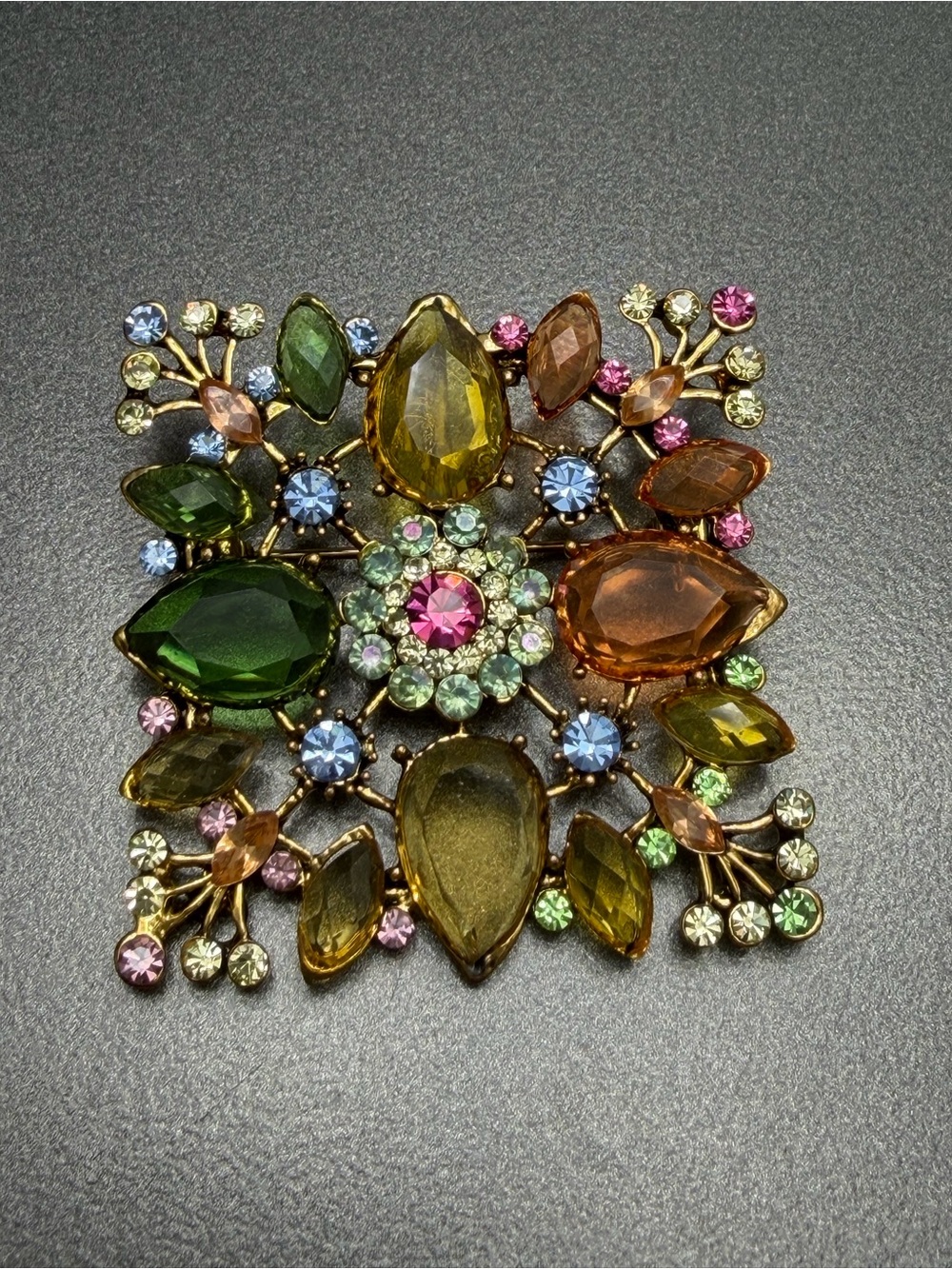 Vintage Czech Glass Brooch/ Pendant